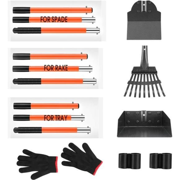 Pooper Scooper, Detachable Long Handle with Heavy Duty Metal Rake, Tray - Picture 12 of 12